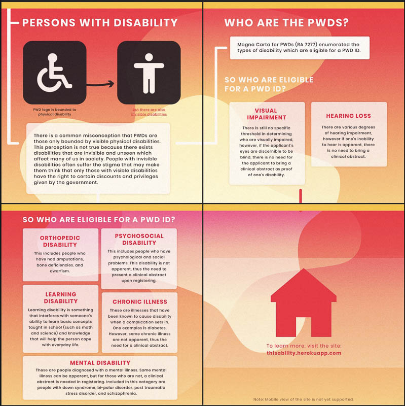 A social media post I did for the campaign to illustrate the different kinds of PWDs.